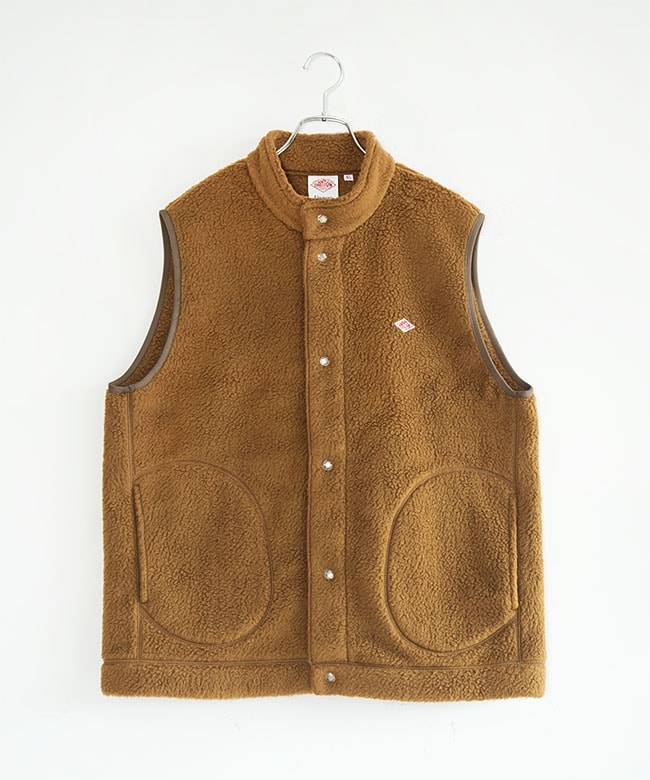 ◇DANTON(ダントン) DOUBLE FACE BOA STAND COLLAR VESTT ダブル