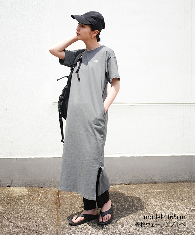 THE NORTH FACE クールグレー 半袖ロングワンピース２XL難あり ◇[NTW82530]THE NORTH FACE(ザ・ノース・フェイス)S/S Onepiece