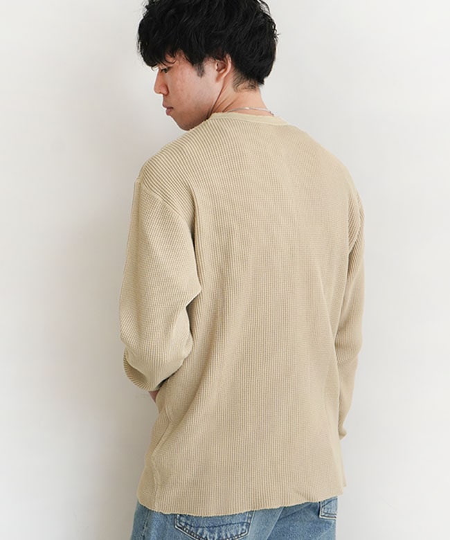 52020]Healthknit(ヘルスニット) Thermal King Waffle Henleyneck L/S