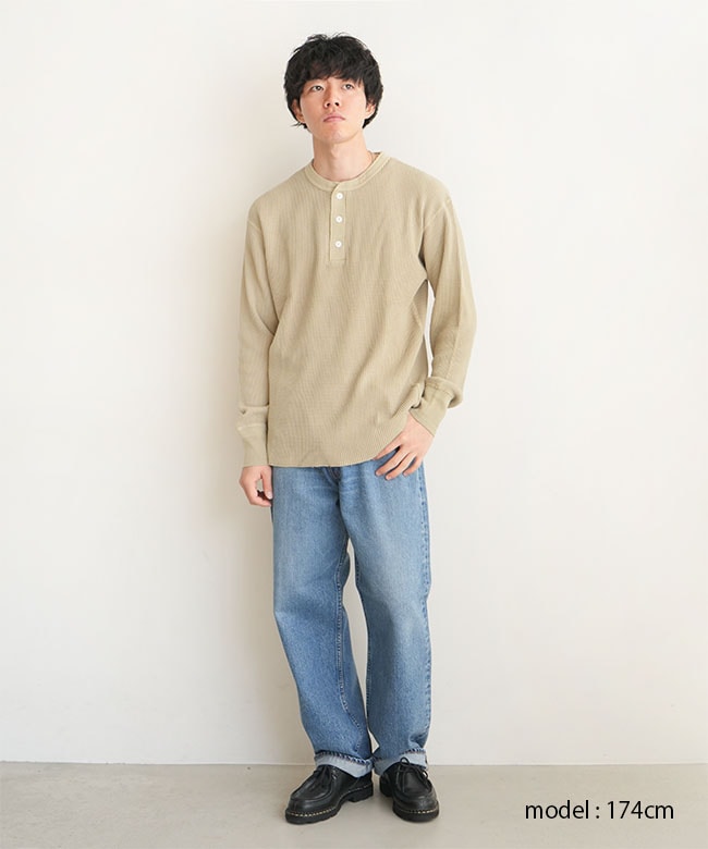 52020]Healthknit(ヘルスニット) Thermal King Waffle Henleyneck L/S