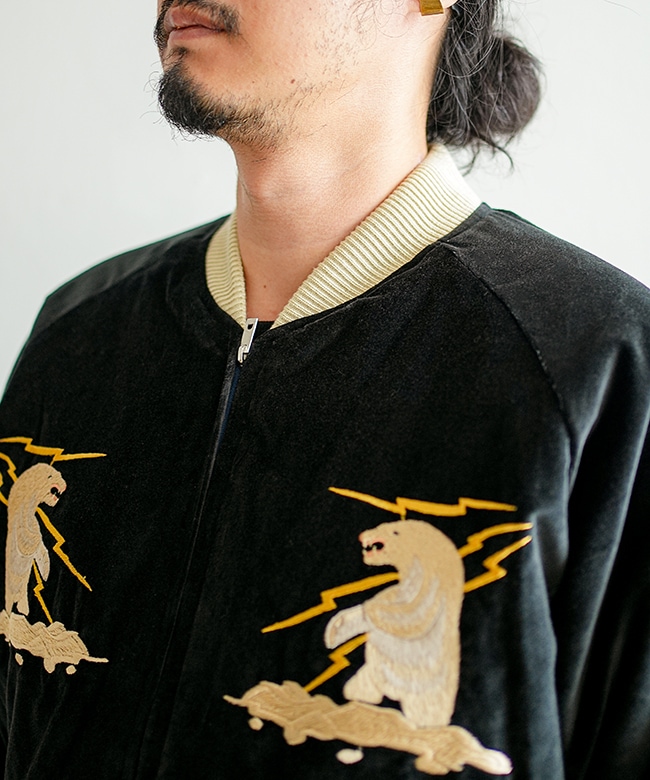 「テーラー東洋」アラスカジャンL‗山羊×アラスカ地図 テーラー東洋」アラスカジャンL‗山羊×アラスカ地図 テーラー東洋