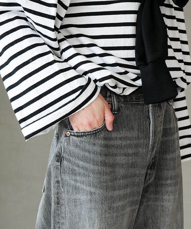 ◇[b1038-1]SOLAMONAT(ソラモナ)5Pルーズストレートイージーデニム