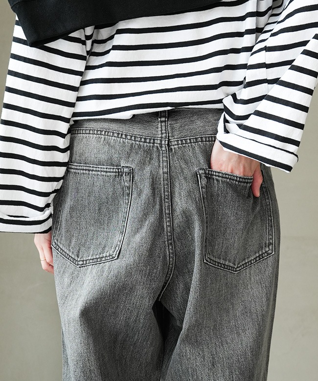 ◇[b1038-1]SOLAMONAT(ソラモナ)5Pルーズストレートイージーデニム