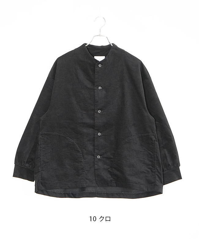 P80640]prit(プリット) ストレッチ別珍 ノーカラージャケット