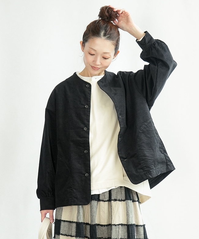 SALE 50%OFF】prit(プリット) ストレッチ別珍 ノーカラージャケット