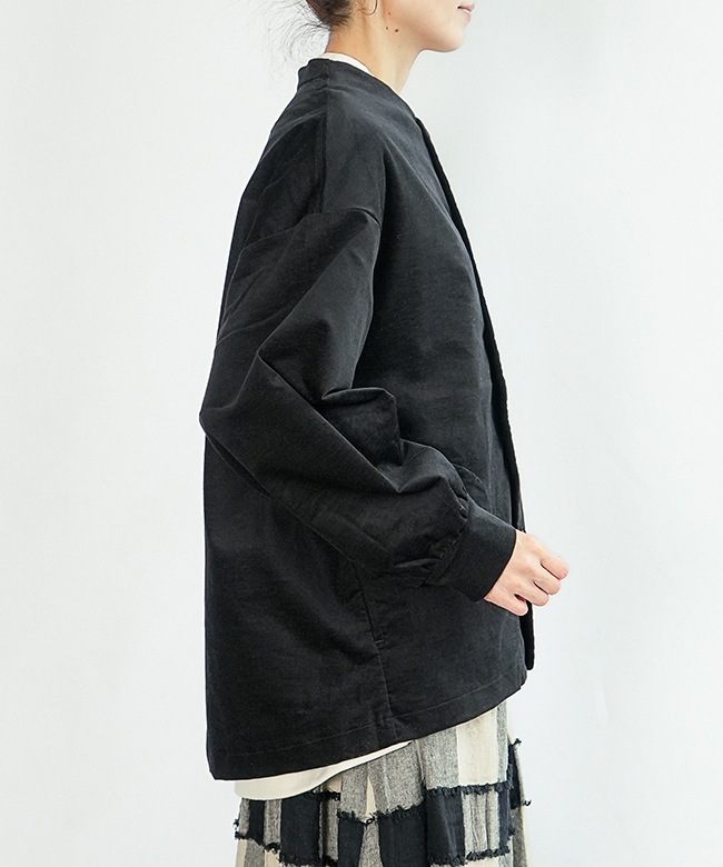 SALE 50%OFF】prit(プリット) ストレッチ別珍 ノーカラージャケット