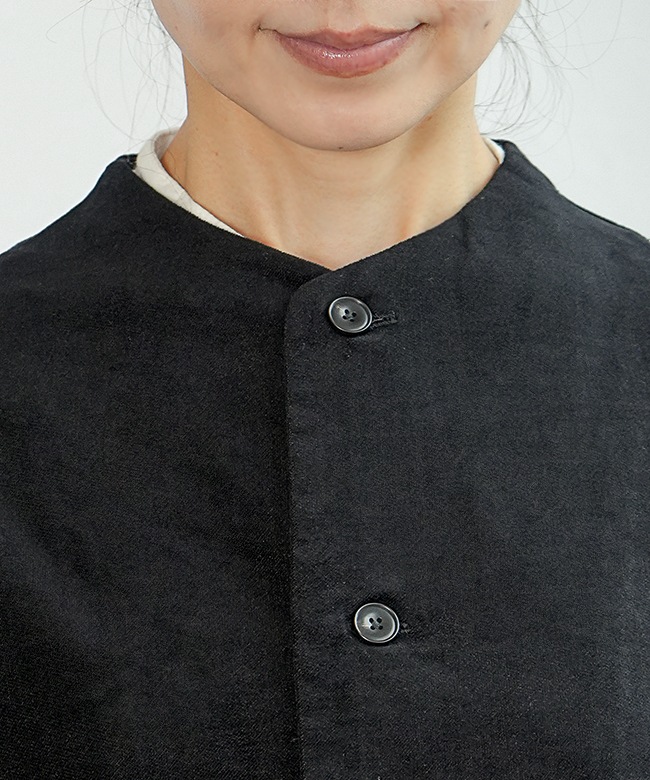 P80640]prit(プリット) ストレッチ別珍 ノーカラージャケット