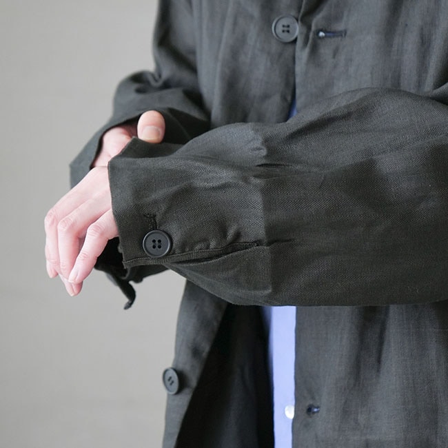 EEL】ヨザクラコートXS チャコール 表地リネン裏地コットン 日本