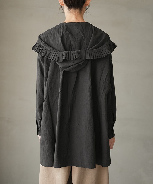 新品　ツムグ　tumugu  テラヴェ　フリル　プルオーバー　ブラック SALE 20%OFF】 tumugu(ツムグ) ふわふわコットン フリルフードプル