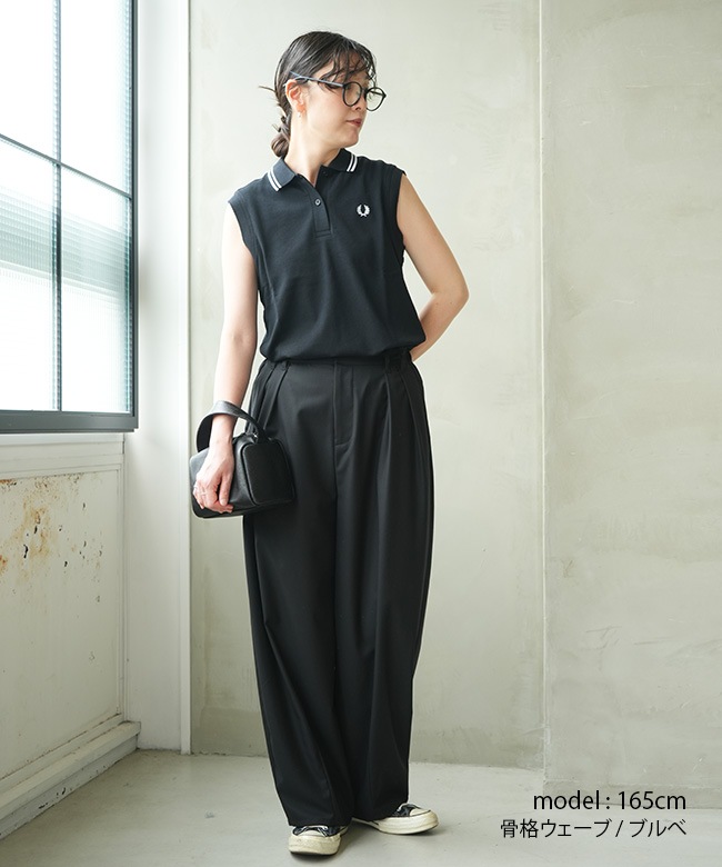 「FRED PERRY」 ドルマンスリーブシャツ レディース FRED PERRY(フレッドペリー) SLEEVELESS FRED PERRY SHIRT スリーブ