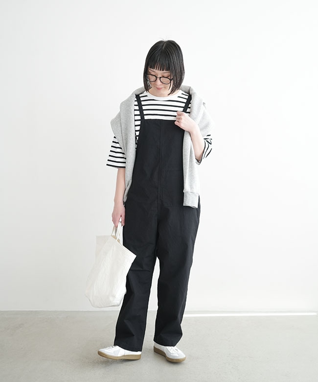 希少　HOWIE サロペットパンツ　　ブラック 24PT003A]FURALI(フラリ) 馬布ファーマーサロペット パンツ レディース