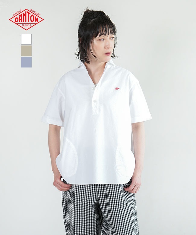★美品★ DANTON オックスフォード 丸襟 半袖プルオーバー シャツ ◇[DT-B0283SOX]DANTON(ダントン) OXFORD ROUND COLLAR SHORT SLEEVE