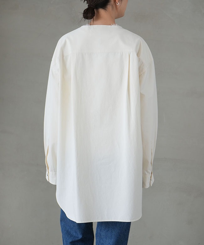 THE SHINZONE リネンシャツ 白 プルオーバー ノーカラー 36 Shinzone - THE SHINZONE リネンシャツ 白 プルオーバー ノーカラー 36