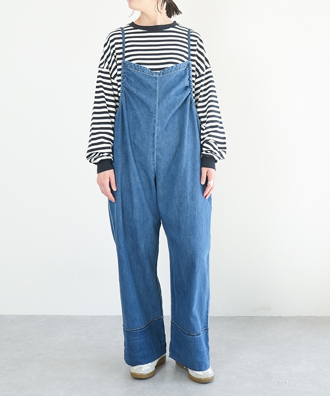 【未使用品】MEYAME DENIM GATHERED ALL IN ONE SALE 50%OFF】[MEY-2020]meyame(メヤメ)DENIM GATHERED ALL IN