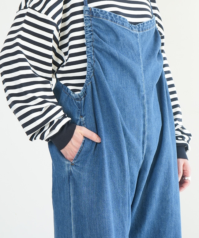 【未使用品】MEYAME DENIM GATHERED ALL IN ONE MEYAME / DENIM GATHERED ALL IN ONE BLUE – CASDAY / キャスデイ