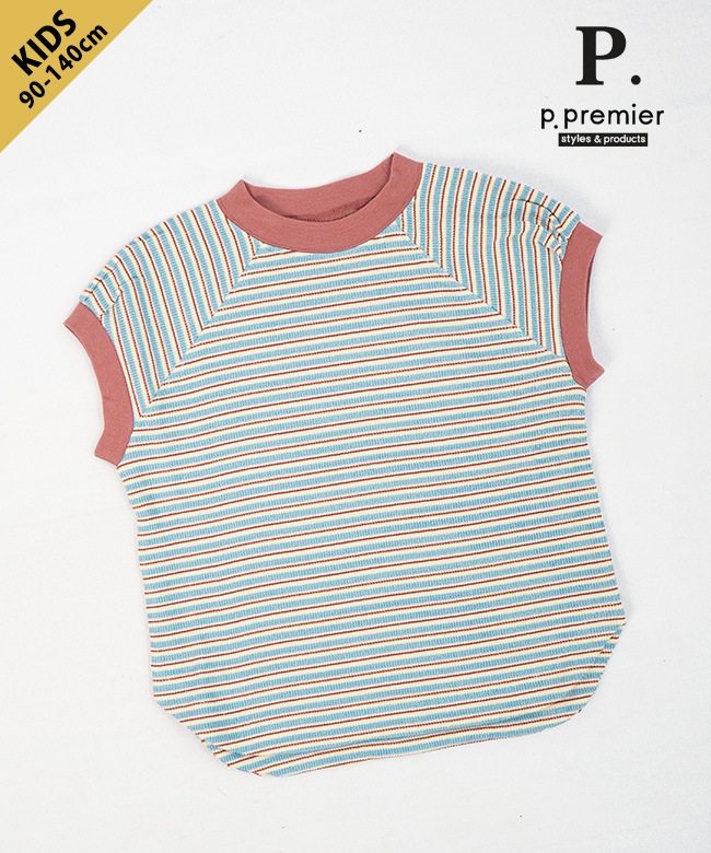 p.premier(ピードットプルミエ)先染めボーダーワッフルトップス