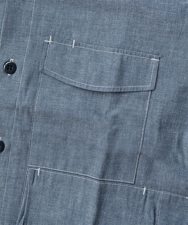 SASSAFRAS (ササフラス) Digs Crew Half 1/2 - 5oz Chambray ディグズ