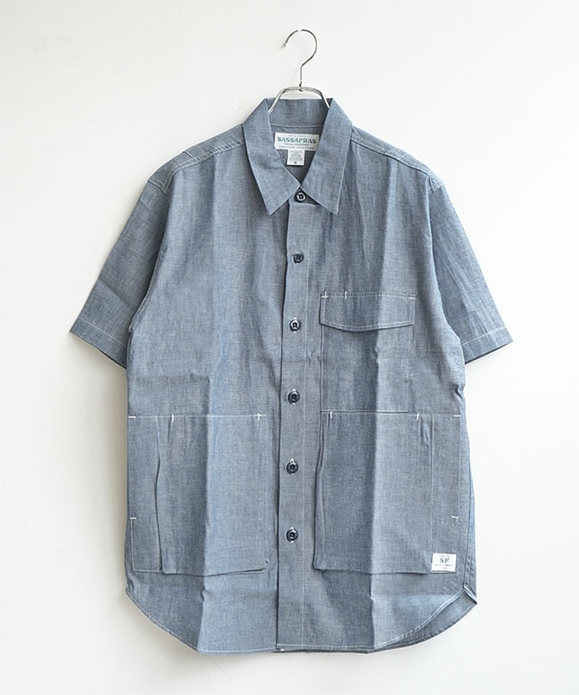 SASSAFRAS (ササフラス) Digs Crew Half 1/2 - 5oz Chambray ディグズ