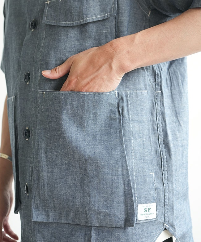 SASSAFRAS (ササフラス) Digs Crew Half 1/2 - 5oz Chambray ディグズ