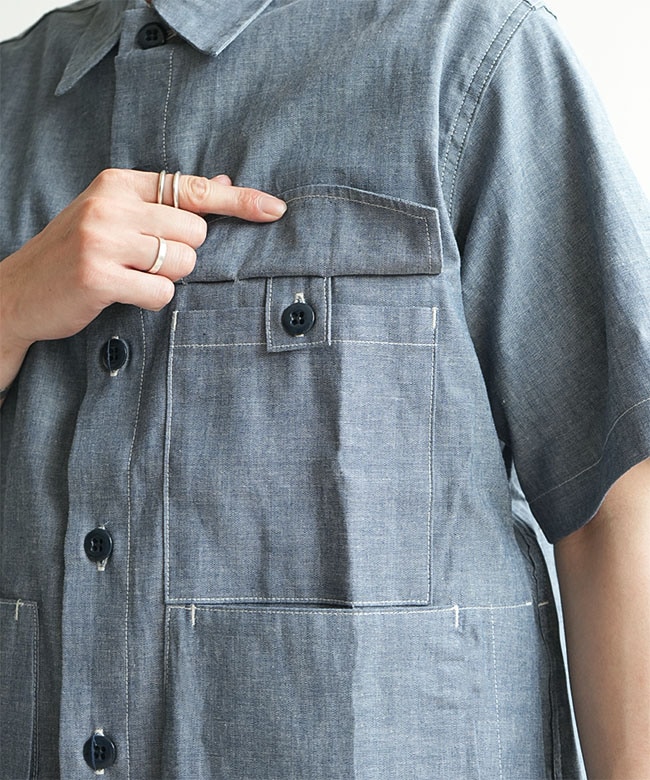 SASSAFRAS (ササフラス) Digs Crew Half 1/2 - 5oz Chambray ディグズ