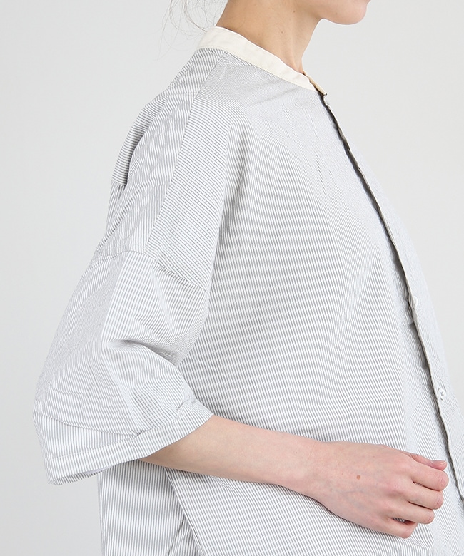 prit(プリット)5分袖スタンドカラークレリックワイドシャツ [P82448