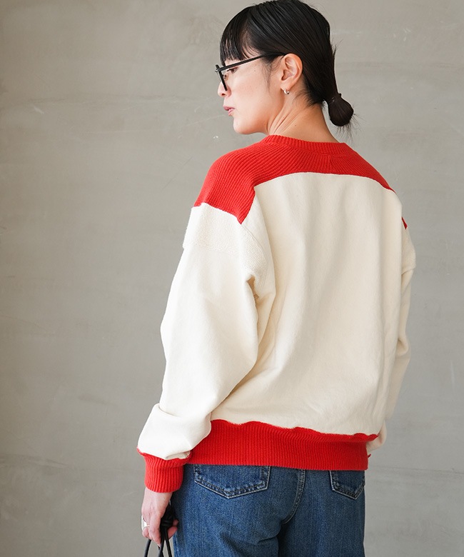 更にお値下げしました!真っ赤なパソドレス シンプルで個性的 １度の着用 25AMSCU09]THE SHINZONE(ザ シンゾーン) COLOR BLOCK SWEATSHIRT