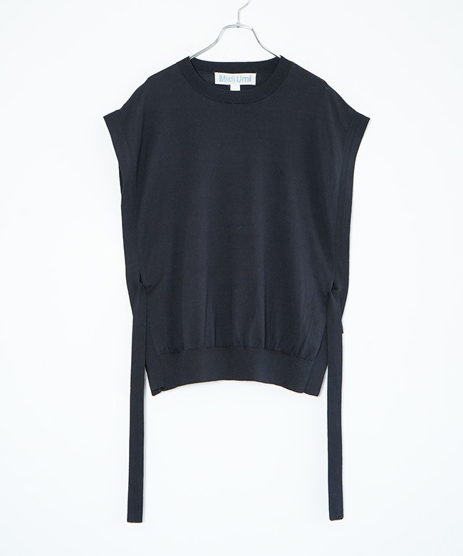 トップス eaphi MULTI SHOULDER PARTS RIB TOPS Vicky Twisted Sleeve Cold Shoulder Top Ivory
