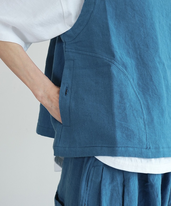 SALE 30%OFF】tumugu(ツムグ) リネンキャンバスアシンメトリーベスト
