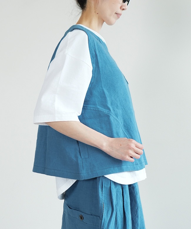 SALE 20%OFF】tumugu(ツムグ) リネンキャンバスアシンメトリーベスト