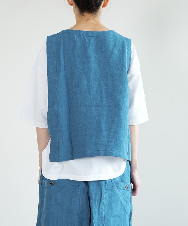 tumugu(ツムグ) リネンキャンバスアシンメトリーベスト レディース