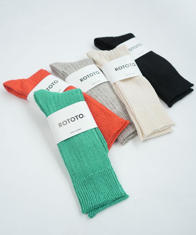 R1461] ROTOTO(ロトト) LINEN COTTON RIBBED CREW SOCKS リネン