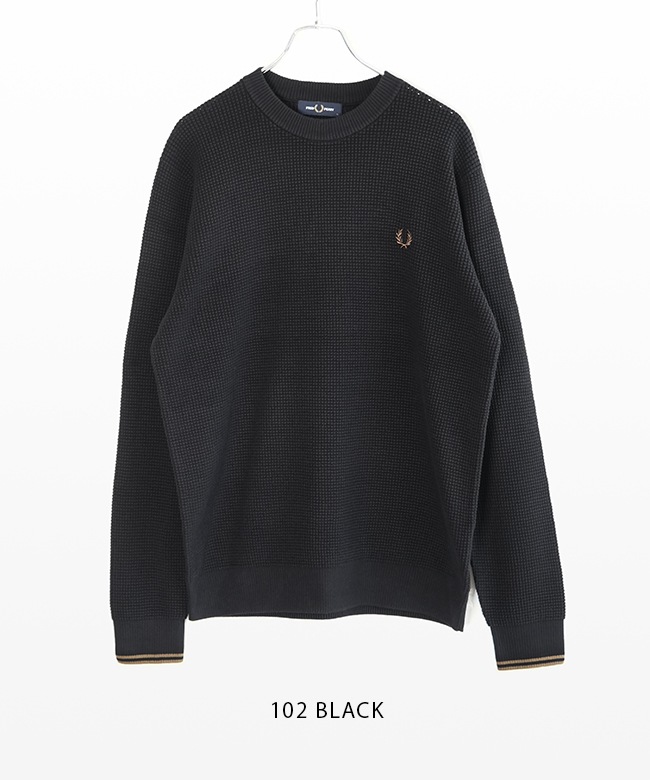 K6507]FRED PERRY(フレッドペリー)ワッフルスティッチニット