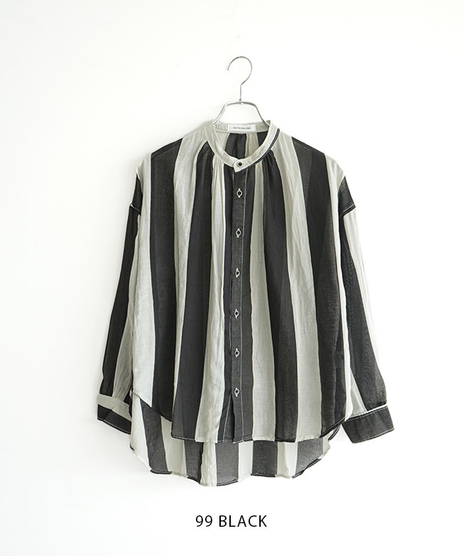 EB25322]ESTROISLOSE(エストゥロワルーズ) 太ボーダープリントブラウス