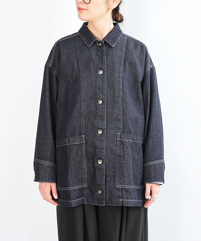 1-270039OW]mizuiro ind(ミズイロインド) wide denim coverall ワイド