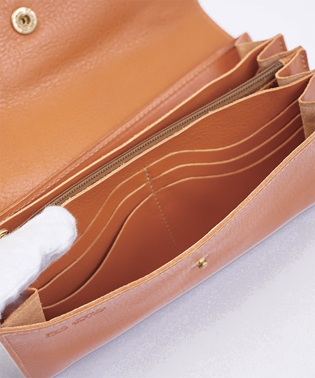 IL BISONTEイルビゾンテ長財布 オレンジブラウン レザー スナップボタン IL BISONTE イルビゾンテ 長財布 オレンジブラウン レザー スナップ