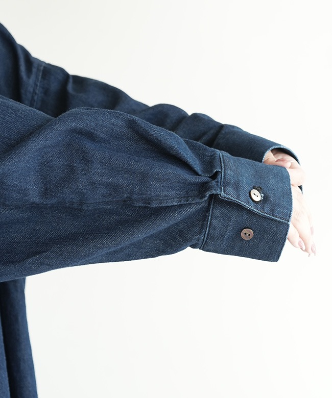 SALE 50%OFF】mizuiro ind(ミズイロインド) デニムワイドシャツシャツ