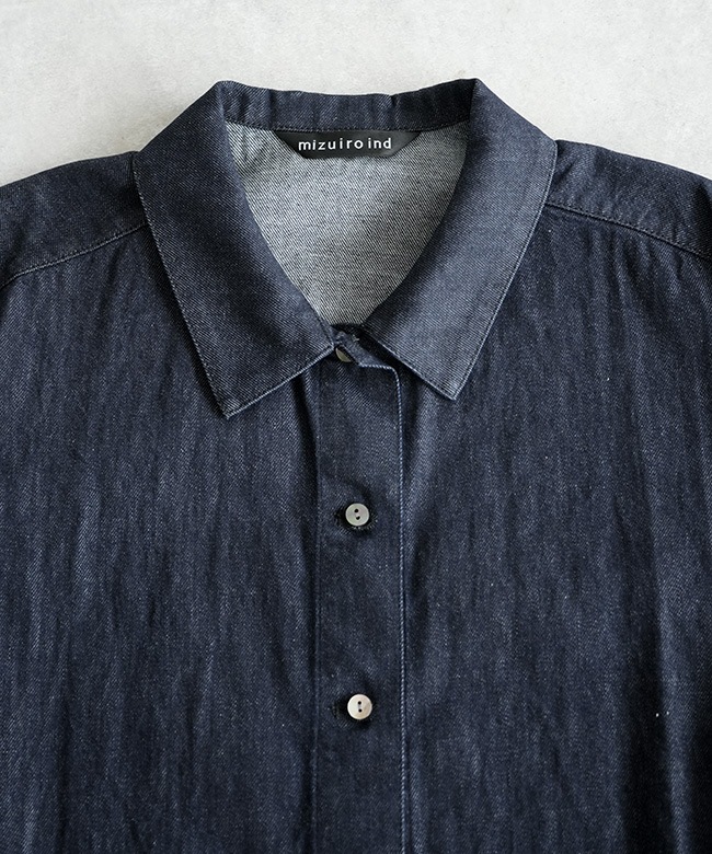 ミズイロインド　デニムワイドシャツ　今季新品 楽天市場】ミズイロインド mizuiro ind デニム ワイドシャツ denim