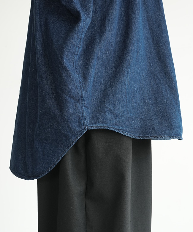 SALE 50%OFF】mizuiro ind(ミズイロインド) デニムワイドシャツシャツ