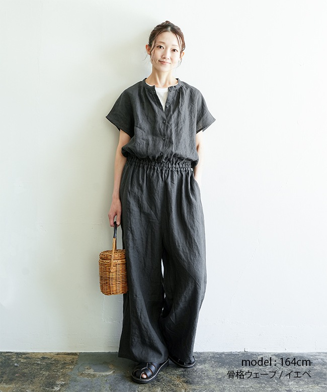 美品 blue willow ブルーウィロー 丸襟 リネン混 シャツ