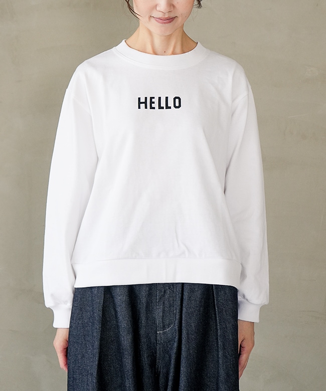 マディソンブルー スエット トレーナー ホワイト HELLOプリント 長袖