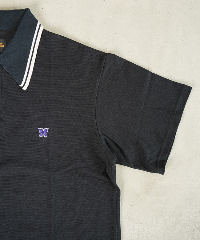Needles ベロアポロシャツ ブラック Mサイズ 美品 S/S Polo Sweater - Merino Wool Knit | NEEDLES(ニードルズ