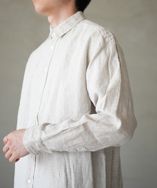 SALE 10%OFF】OTAS(オータス) リネンレギュラーカラー ロングスリーブ