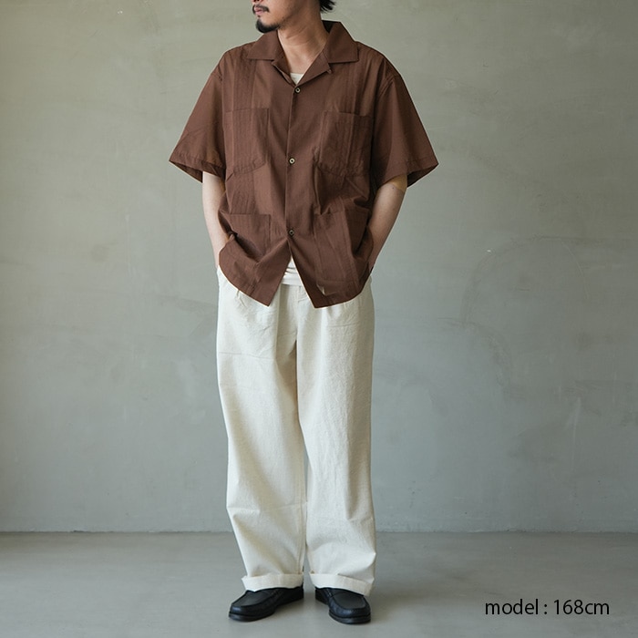 kY80 新品 プルミエアロンディスモン テンセルシルクストライブケープシャツ EEL Products(イールプロダクツ) Mint Shirts ミントシャツ トップス