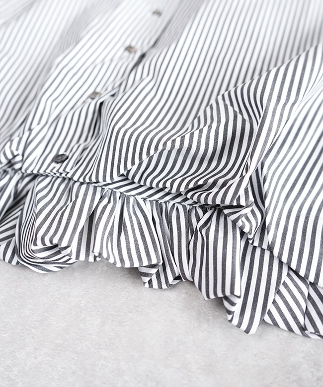 ストライプハーフスリーブバルーンシャツ 長袖 楽天市場】[2-230094]mizuiro ind(ミズイロインド) stripe half