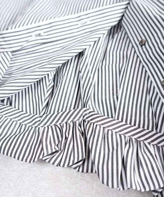 2-230094]mizuiro ind(ミズイロインド) stripe half slv balloon