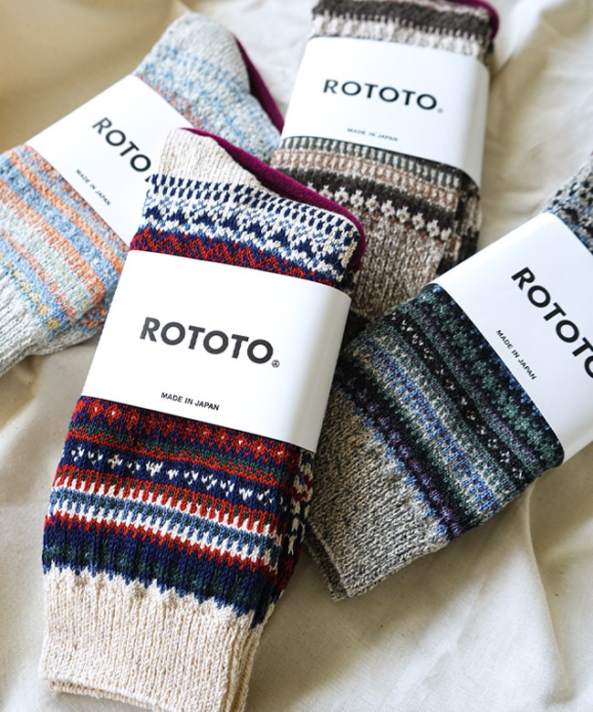 R1630]ROTOTO(ロトト)NORDIC PATTERN SOCKS ノルディック パターン