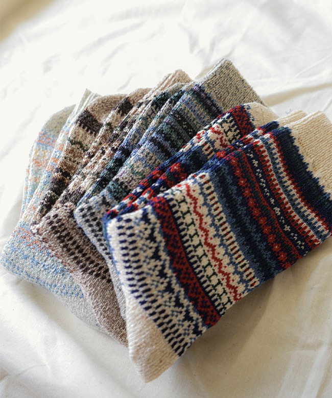 R1630]ROTOTO(ロトト)NORDIC PATTERN SOCKS ノルディック パターン