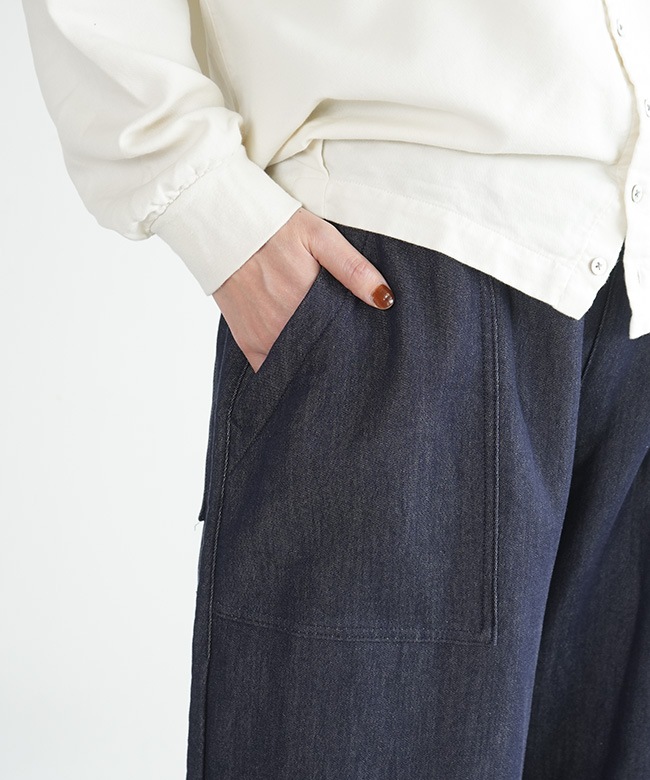 SALE 20%OFF】 prit(プリット)ニットデニム 裾ダーツベイカーパンツ