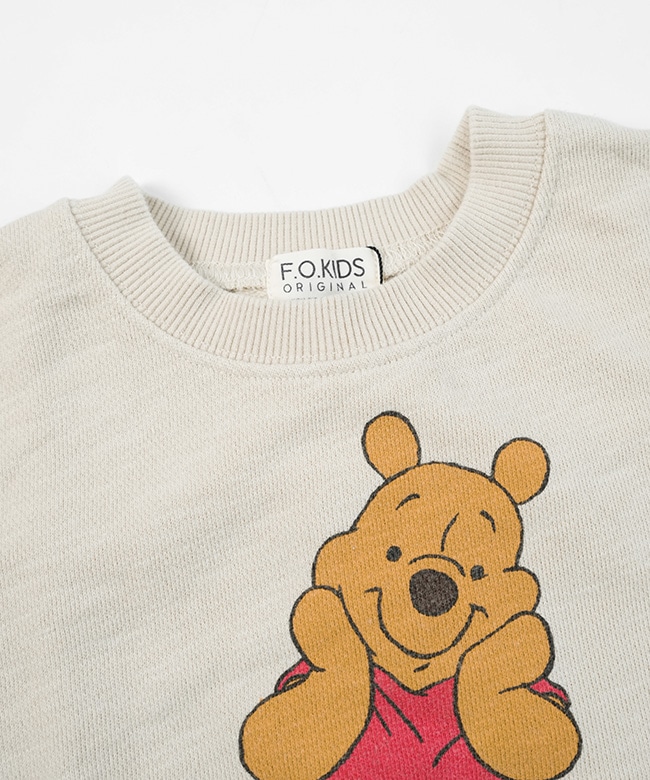 童年人像プリントヴィンテージ加工スプレーウォッシュ 400Gコットン トレーナー F.O.KIDS(エフオーキッズ) ディズニーキャラクターPooh長袖トレーナー