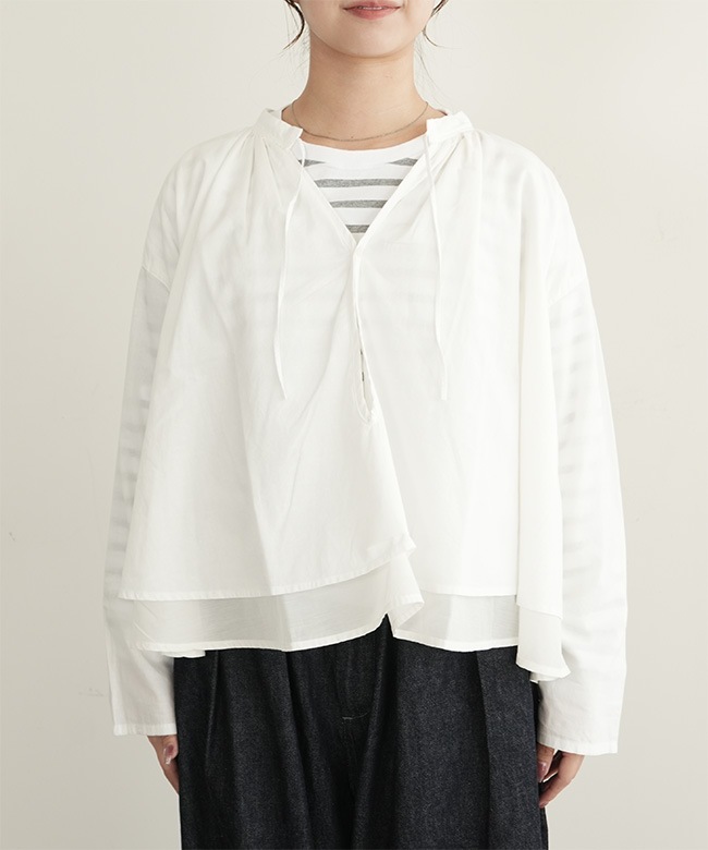 8254T-011]grin(グリン) 綿麻キャンブリックレイヤースキッププル